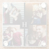 4枚写真のコラージュとモノグラム ガラスコースター (裏面)