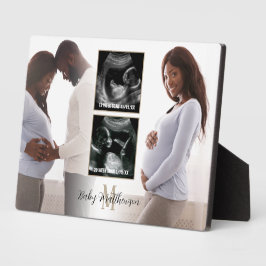 4枚妊婦のの写真オーバーレイモノグラムイニシャル フォトプラーク