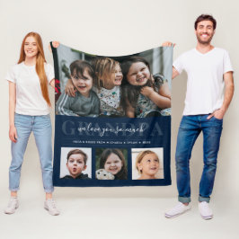 4枚撮りコラージュ&カスタム文字おじいちゃん/グランパ/その他 フリースブランケット