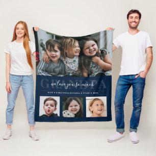 4枚撮りコラージュ&カスタム文字おじいちゃん/グランパ/その他 フリースブランケット