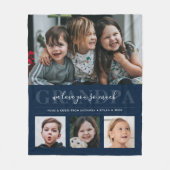 4枚撮りコラージュ&カスタム文字おじいちゃん/グランパ/その他 フリースブランケット (正面)