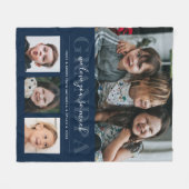 4枚撮りコラージュ&カスタム文字おじいちゃん/グランパ/その他 フリースブランケット (正面(横))