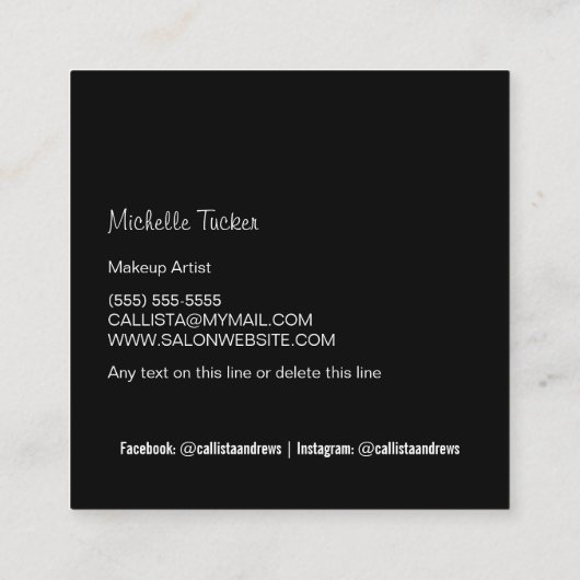 4枚美しいメイクアップアーティスト美しいグラムグリッター スクエア名刺 (裏面)