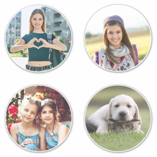 4枚6インチサークルの家族の写真 シール (正面)