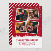 4枚 | かわいい赤と白のクリスマスツリー&雪 招待状 (正面/裏面)