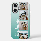 4正方形グラデーション写真手書き – 青を編集できる Case-Mate iPhoneケース (裏面)