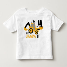 4歳で掘る建築誕生日少年 トドラーTシャツ