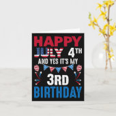 4歳とYes私の3歳の誕生日アメリカのパトリオティ カード (黄色い花)
