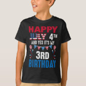 4歳とYes私の3歳の誕生日アメリカのパトリオティ Tシャツ (正面)