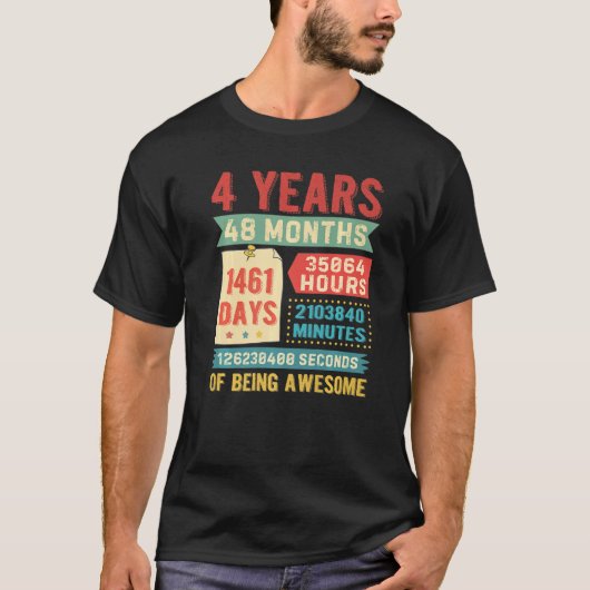 4歳になる4歳の誕生日の飾り付け Tシャツ (正面)