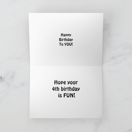 4歳のおもしろいを祝う カード (内部)