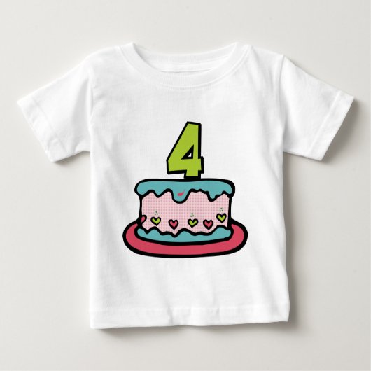 4歳のお誕生日ケーキ ベビーTシャツ (正面)