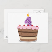 4歳のお誕生日ケーキ ポストカード (正面/裏面)