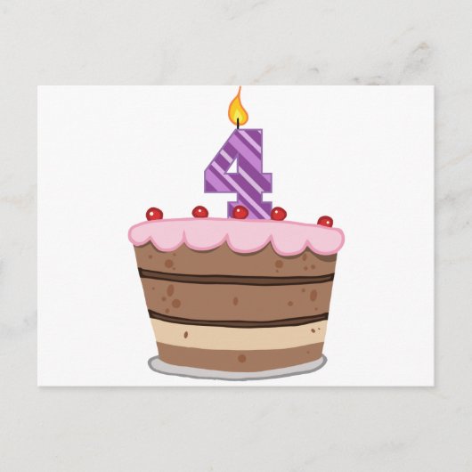 4歳のお誕生日ケーキ ポストカード (正面)