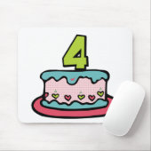 4歳のお誕生日ケーキ マウスパッド (マウス)