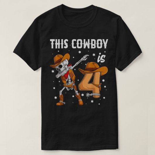 4歳のカウボーイウェスタンダビングスケルトン第4ペア Tシャツ (デザイン正面)