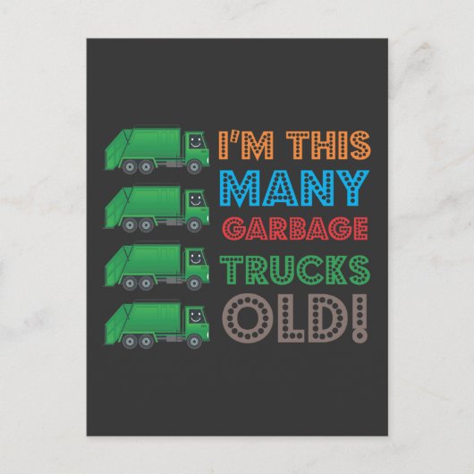 4歳のゴミ収集車の少年 トラック 4歳の誕生日 ポストカード (正面)