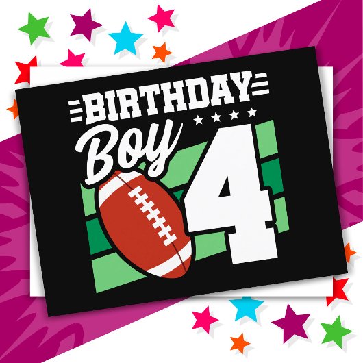 4歳のサッカーパーティーテーマ 4歳の誕生日 男の子 ポストカード