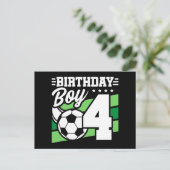 4歳のサッカーパーティー サッカー誕生日会 4歳の男の子 ポストカード (スタンド正面)