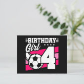4歳のサッカーパーティー 誕生日 女の子 4歳の誕生日 ポストカード (スタンド正面)