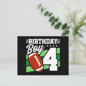 4歳のサッカー パーティーテーマ 4歳の誕生日 男の子 ポストカード (スタンド正面)