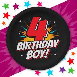 4歳のスーパーヒーロー 誕生日 男の子 4歳の誕生日 ペーパープレート