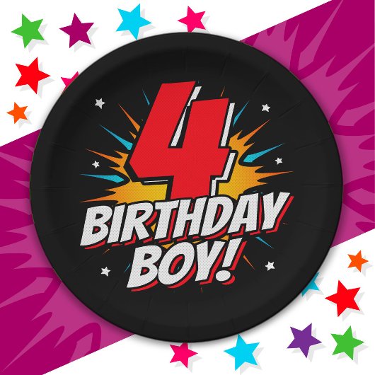 4歳のスーパーヒーロー 誕生日 男の子 4歳の誕生日 ペーパープレート