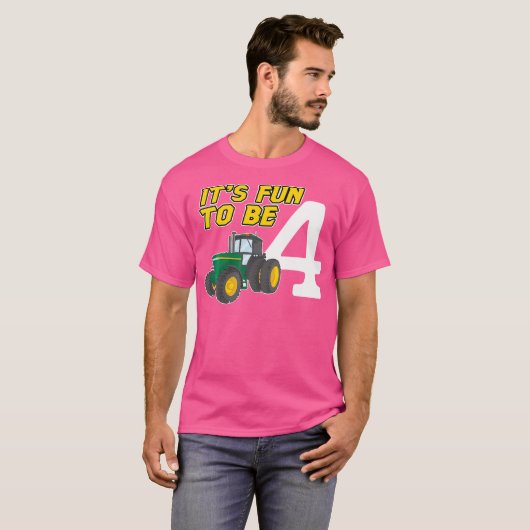 4歳のトラクター 4歳の誕生日 Tシャツ (正面フル)