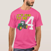 4歳のトラクター 4歳の誕生日 Tシャツ (正面)