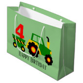 4歳のトラクールクター誕生パーティー  ラージペーパーバッグ (正面アングル)