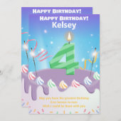 4歳のハッピーバースデーカーパーソナライズされたド (正面/裏面)