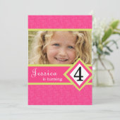 4歳のバースデーパーティ招待状のシマウマの女の子 招待状 (スタンド正面)