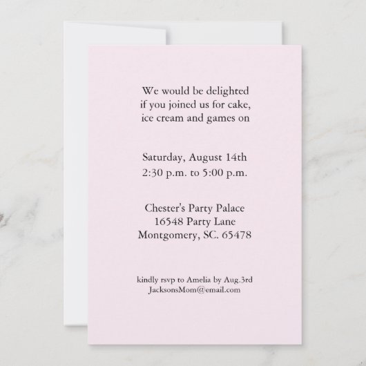 4歳のバースデーパーティ招待状のシマウマの女の子 招待状 (裏面)