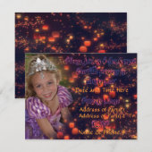 4歳のプリンセスの誕生日招待状（裏面付き） 招待状 (正面/裏面)