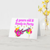 4歳のロックスター誕生日パーティー カード (黄色い花)