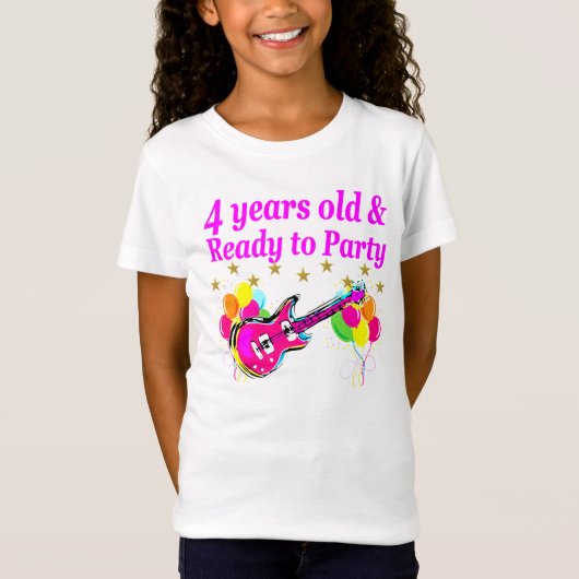 4歳のロックスター誕生日パーティー Tシャツ (正面)
