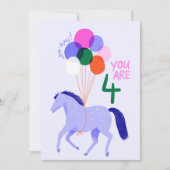 4歳の古い誕生日カード(馬と風船) シーズンカード (正面)