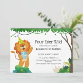 4歳の子供のお祝いのためのライオン誕生日 招待状 (スタンド正面)