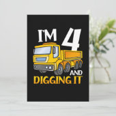 4歳の男の子の4回目の誕生日 建設作業員 誕生日プレゼント 招待状 (スタンド正面)
