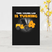 4歳の男の子の4歳の誕生日 フォークリフト カード (黄色い花)