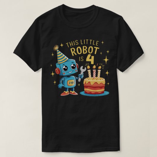 4歳の男の子4歳ロボット4th Bi Tシャツ (デザイン正面)