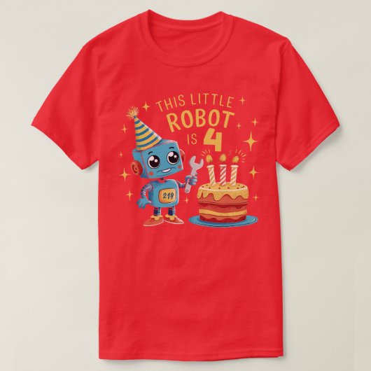 4歳の男の子4歳ロボット4th Bi Tシャツ (デザイン正面)