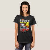 4歳の私の4歳の誕生日の男の子の消防車のモミ Tシャツ (正面フル)