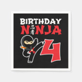 4歳の空手忍者パーティーキッズ4歳の誕生日 スタンダードカクテルナプキン (正面)