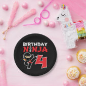 4歳の空手忍者パーティーキッズ4歳の誕生日 ペーパープレート (パーティー)