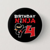 4歳の空手忍者パーティーキッズ4歳の誕生日 缶バッジ (正面)