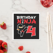 4歳の空手忍者パーティー 子供 4歳の誕生日 スタンダードカクテルナプキン (インサイチュ)