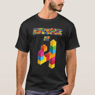 4歳の素晴らし誕生日4歳のブロック建物 Tシャツ