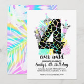 4歳の誕生日いつだってワイルド！4th ワイルドバースデー招待状 招待状 (正面/裏面)