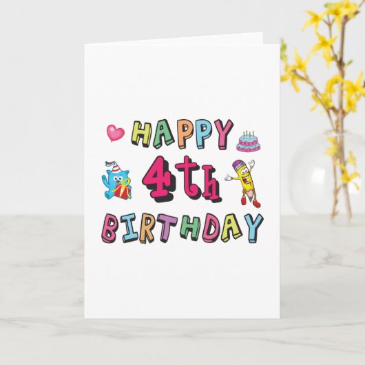 4歳の誕生日おめでとうございます カード (黄色い花)